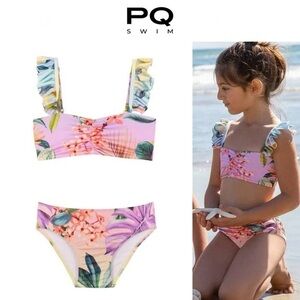 NEW PQ SWIM Girls Flutter Bikini Set in Oasis Floral 88$